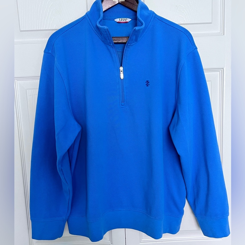 IZOD PerformX Blue Long Sleeve Performance Comfort Quarter Zip Shirt-Size L